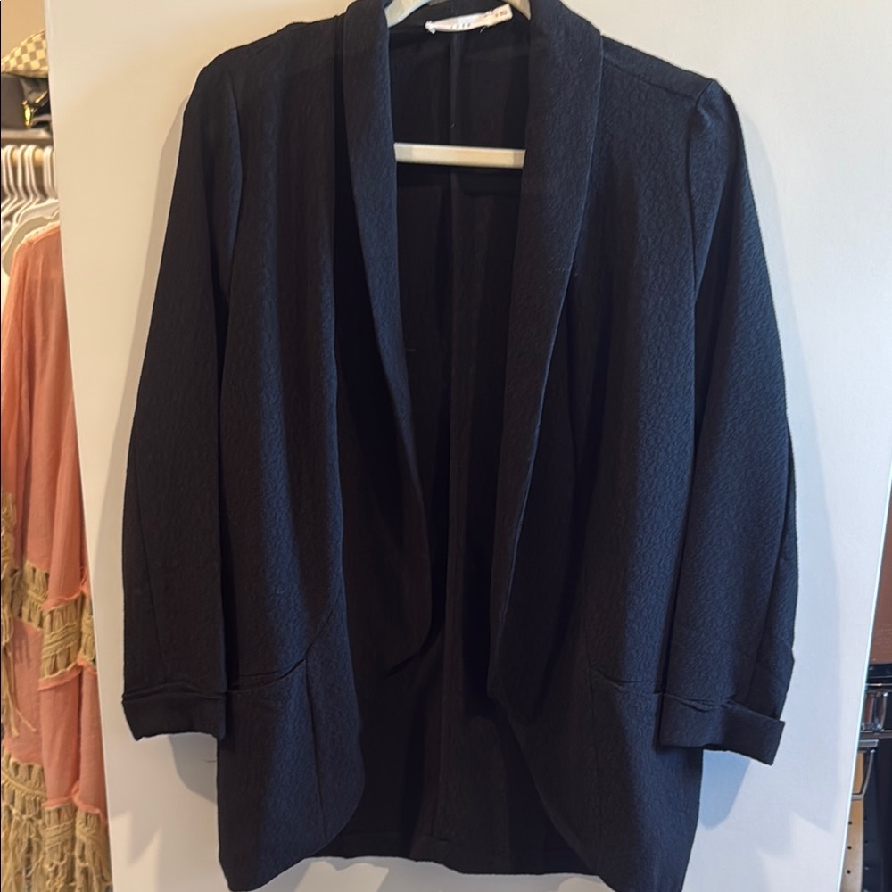 Lush Black Knit Wool Blend Blazers & Suit Jackets